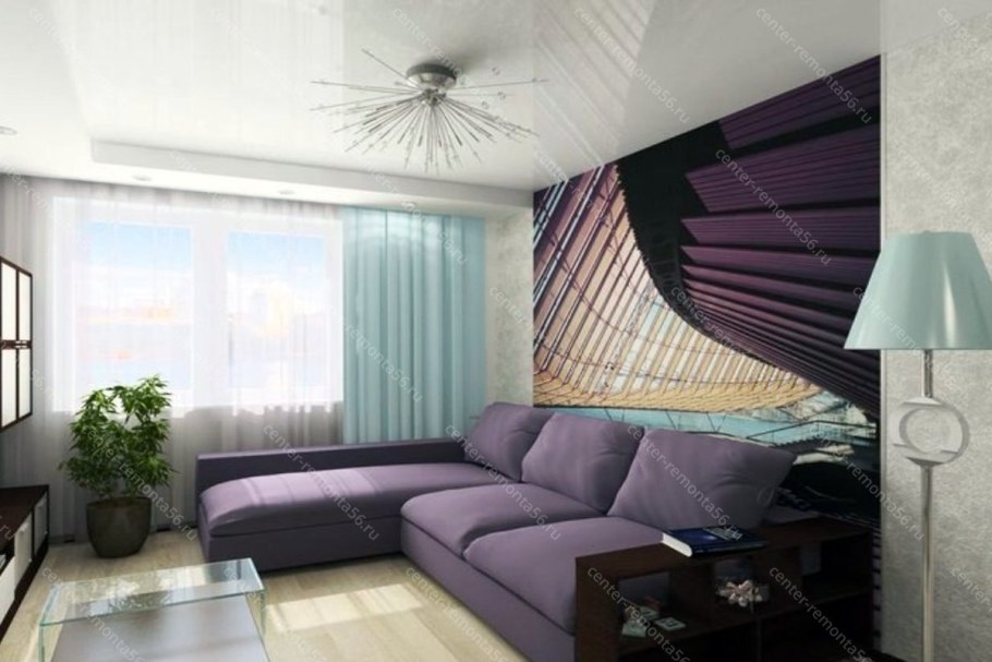 Диван посреди гостиной