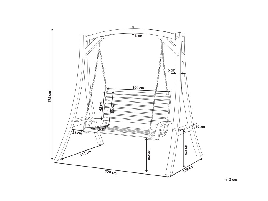 Садовые качели Texas Luxe чертеж