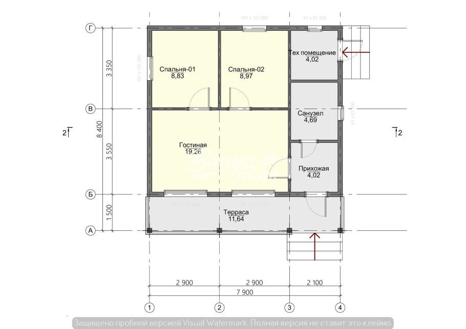 Чертеж каркасного 6х8