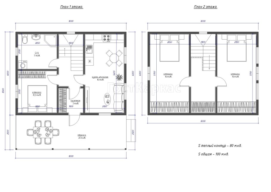 Планировка дома 6 на 8 двухэтажный