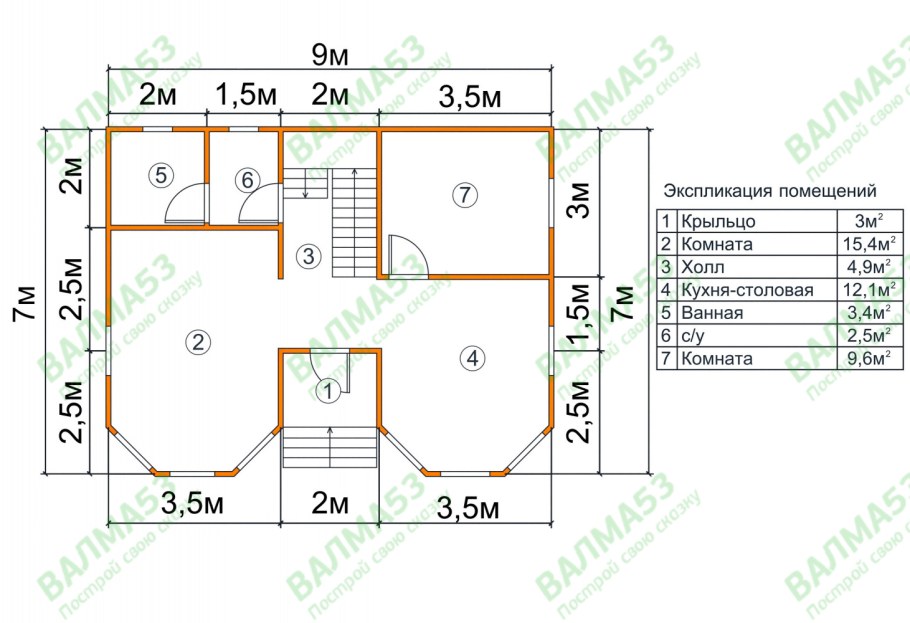 Чертежи каркасного дома 7х8