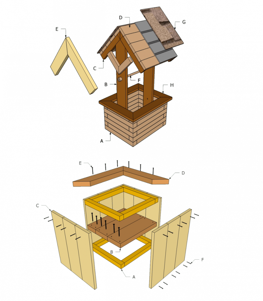 Декоративный колодец из дерева