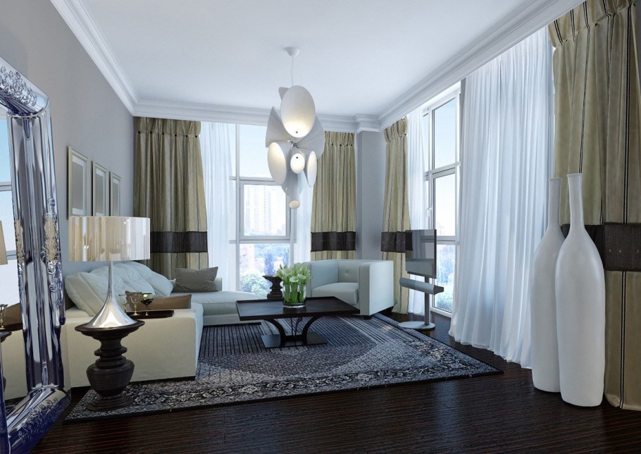 Угловая комната с двумя окнами