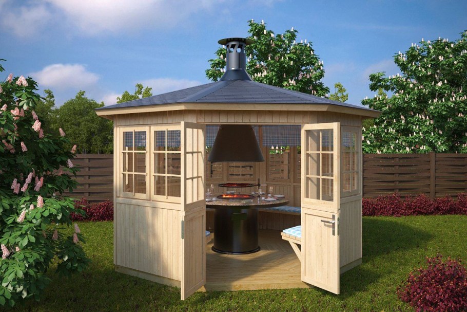 Беседка финская шестискатная