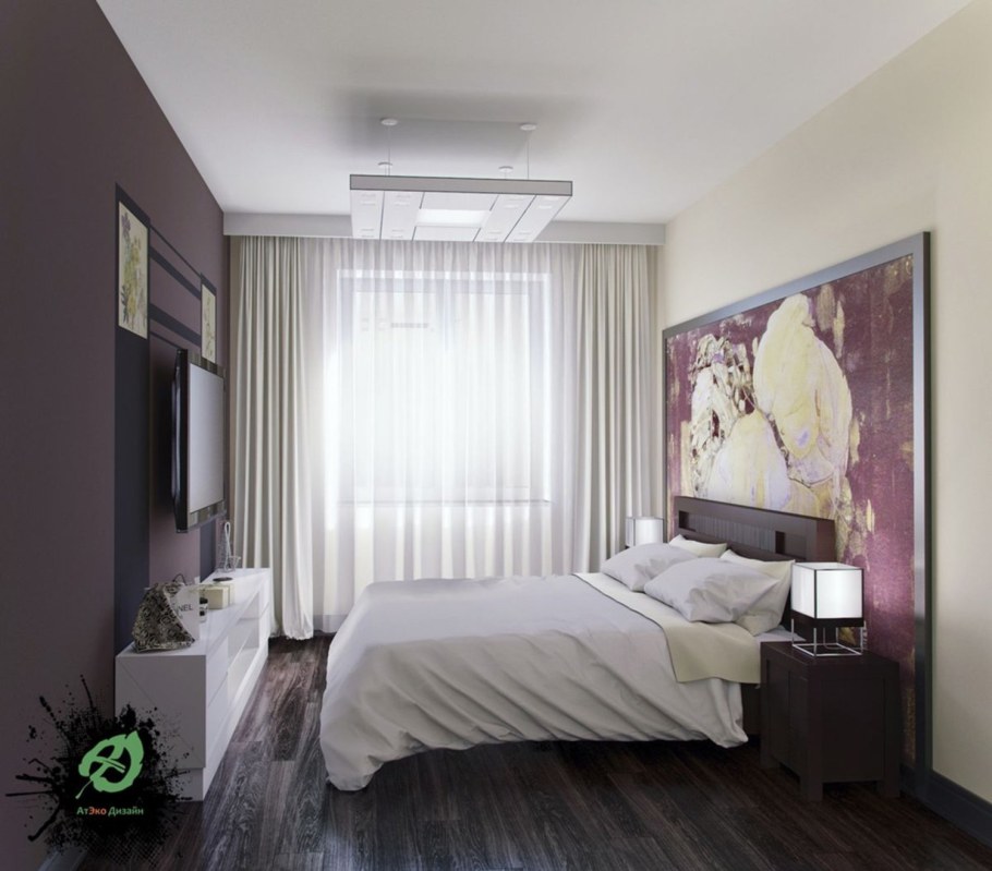 Потолок из гипсокартона с подсветкой в спальне 12кв м