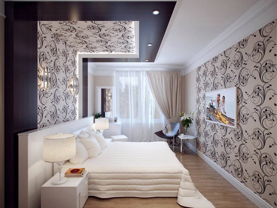 Обои для спальни комбинированные