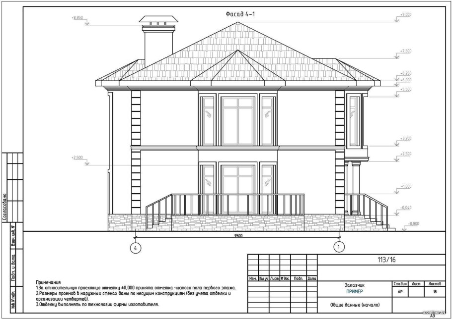Эркер на фасаде чертеж