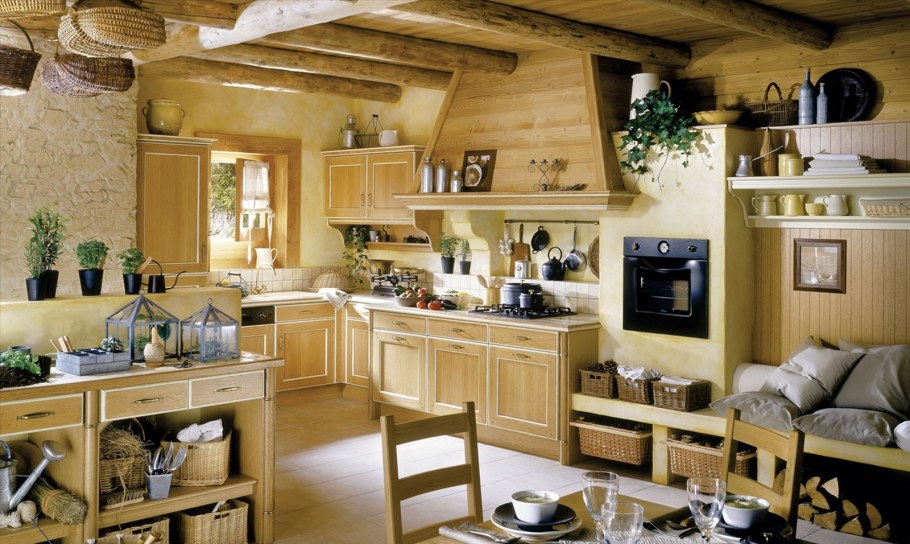 Уютная кухня в деревенском стиле