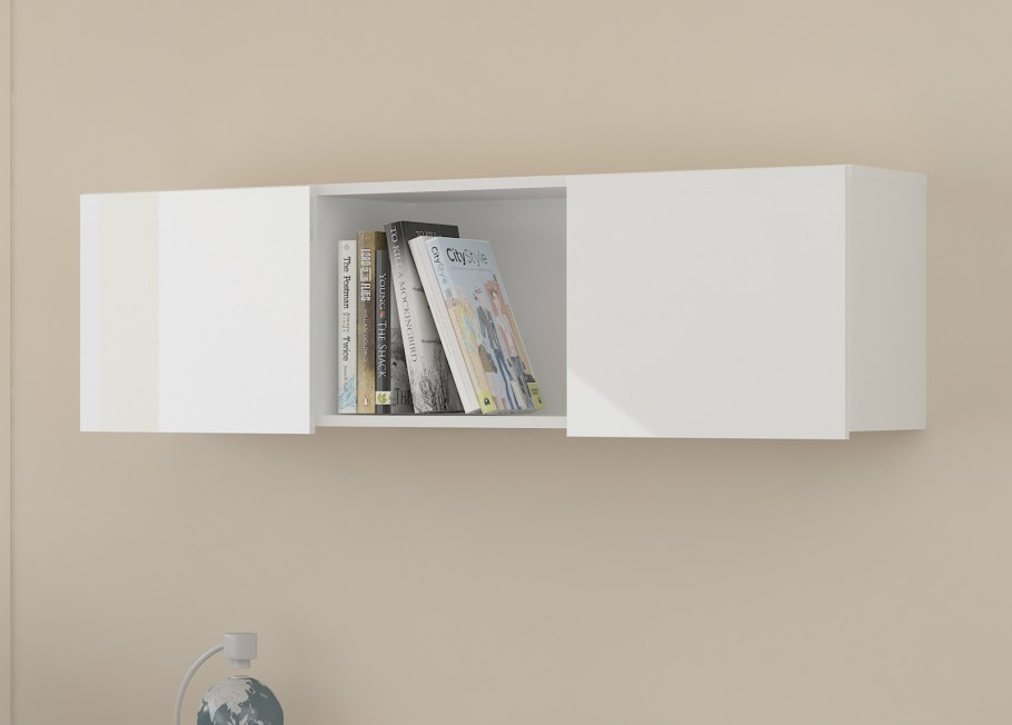 Полка навесная закрытая белая