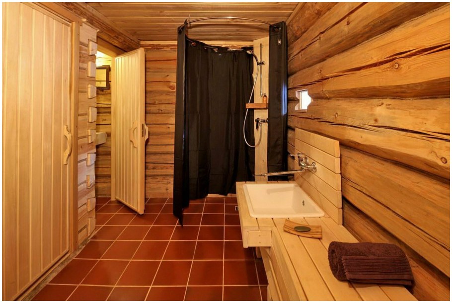 Помывочная в деревянной бане интерьер