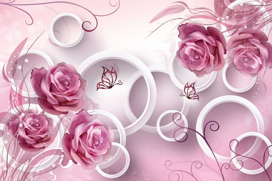 3д обои розовые