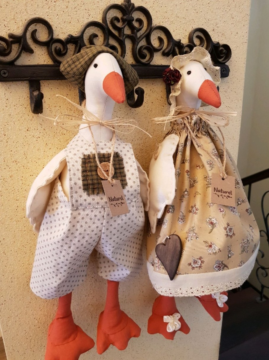 Текстильные куклы гуси