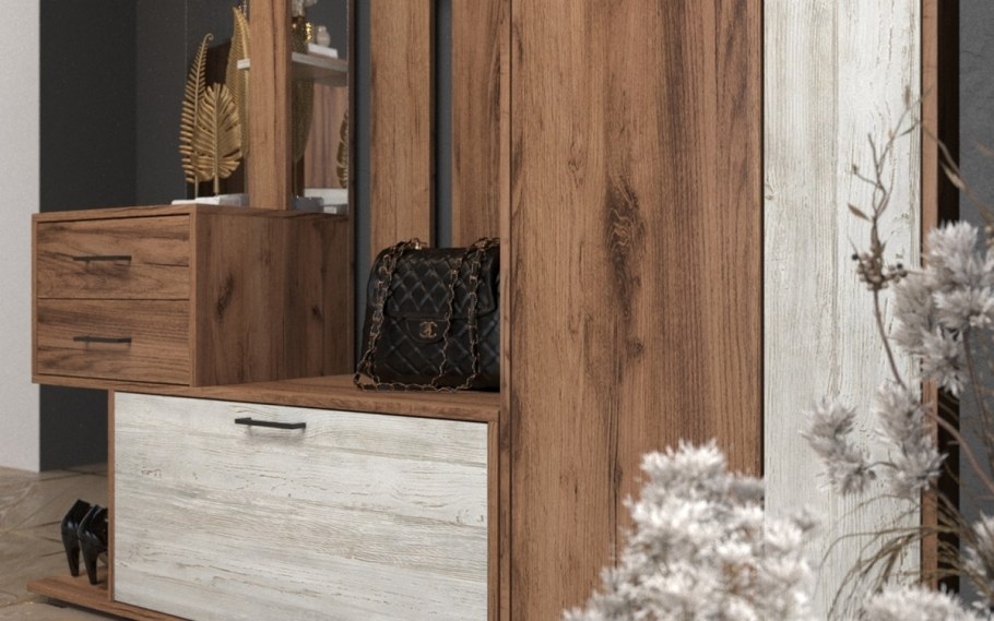 Сканди, вешалка с зеркалом