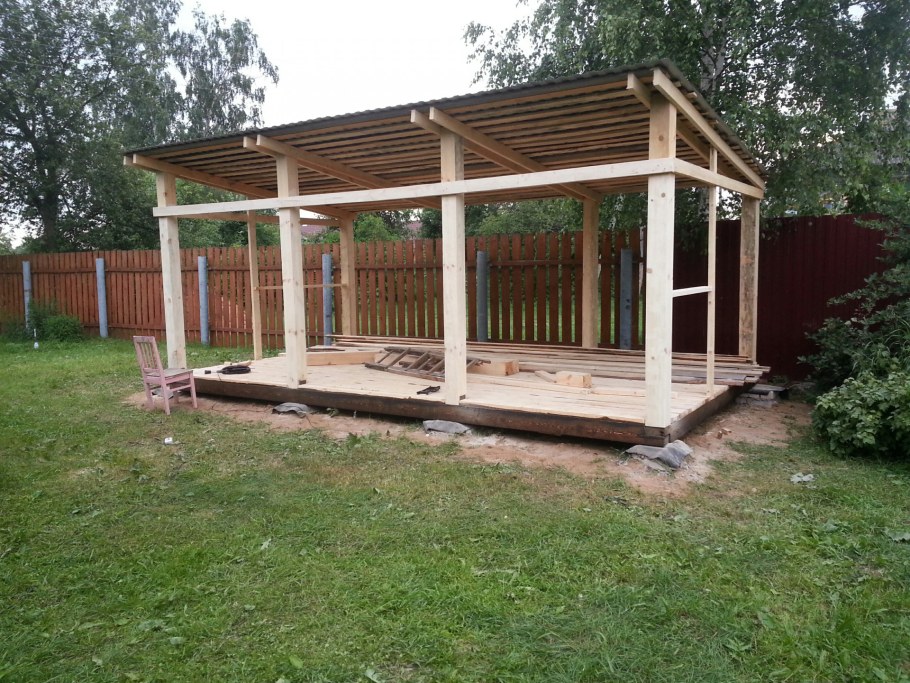 Беседка односкатная 6х3