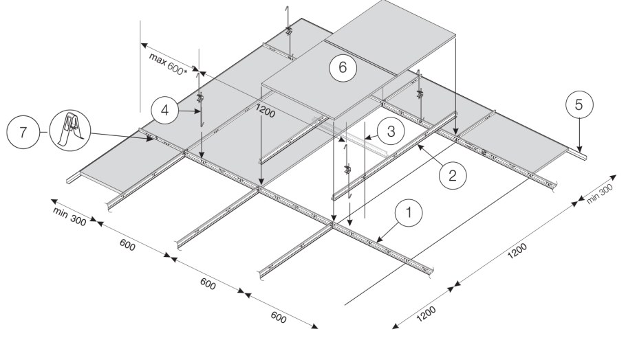 Потолок Армстронг схема монтажа