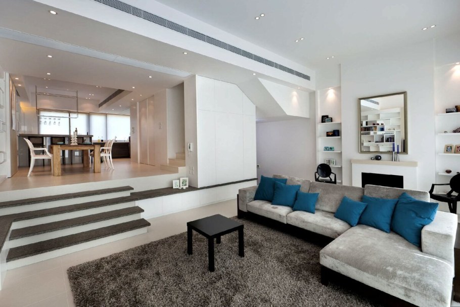 Разноуровневый пол в гостиной