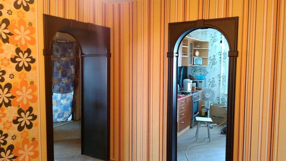 Кухня с аркой в гостиную