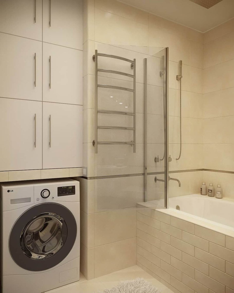 Шкаф над стиральной машиной с жалюзийными дверцами