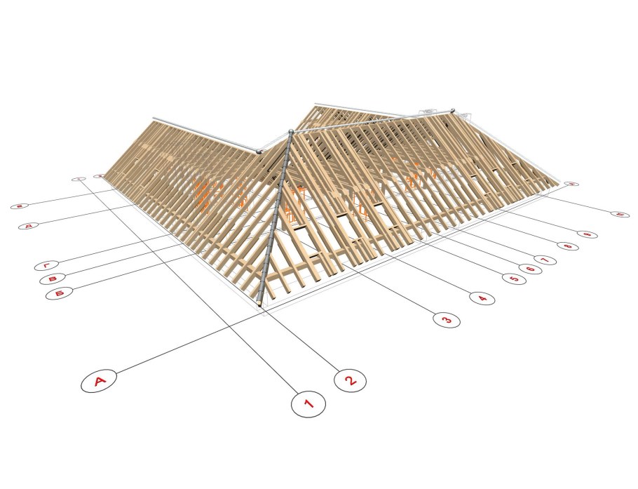 Ломаная вальмовая крыша стропильная система