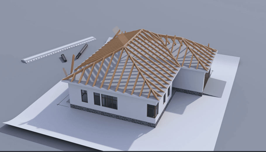 Стропильная система вальмовой крыши с эркером схема