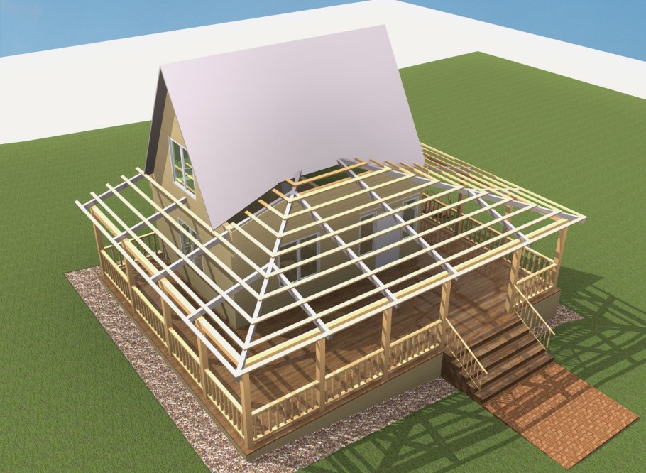 Стропильная система четырехскатной крыши