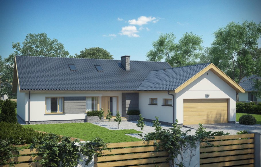 Г-образный дом с мансардой