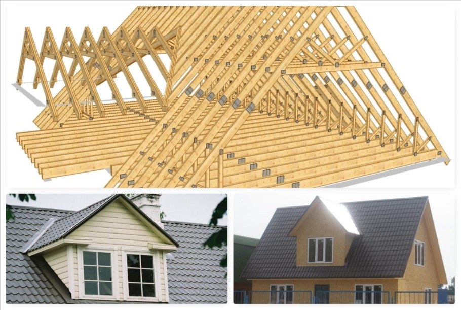 Стропильная система четырехскатной ломаной крыши
