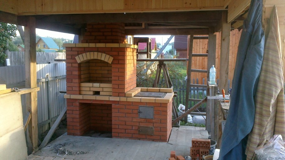 Пергола кирпичная ландшафт