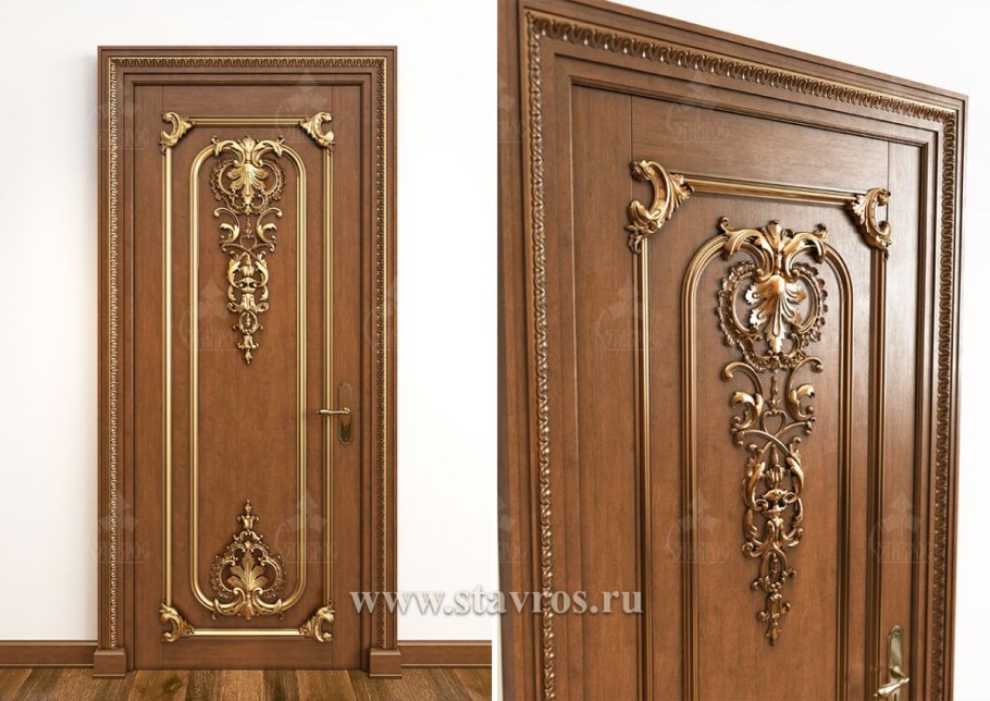 Классические двери межкомнатные с резным наличником