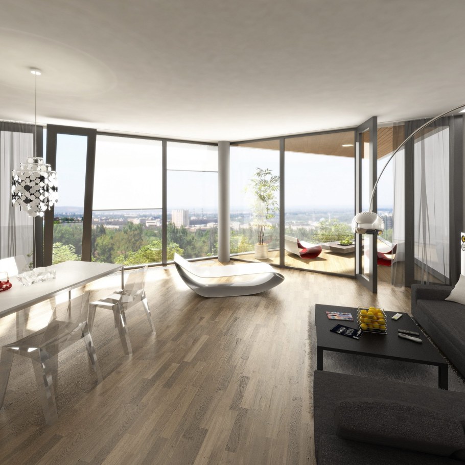 Интерьер квартиры с панорамными окнами