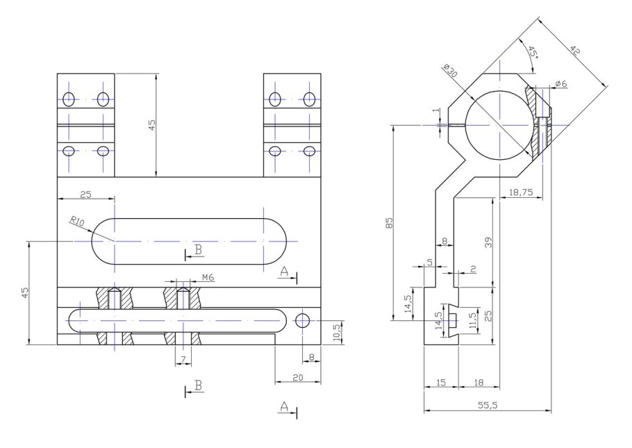 Планка ВИВЕРА чертеж с размерами для ИЖ-12