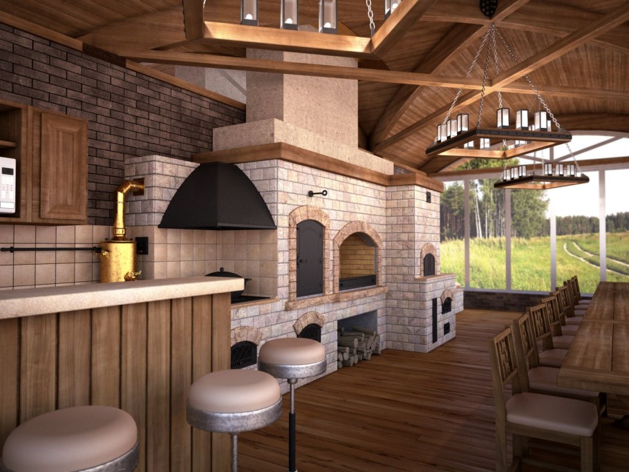 Беседки с мангалом 5на10м