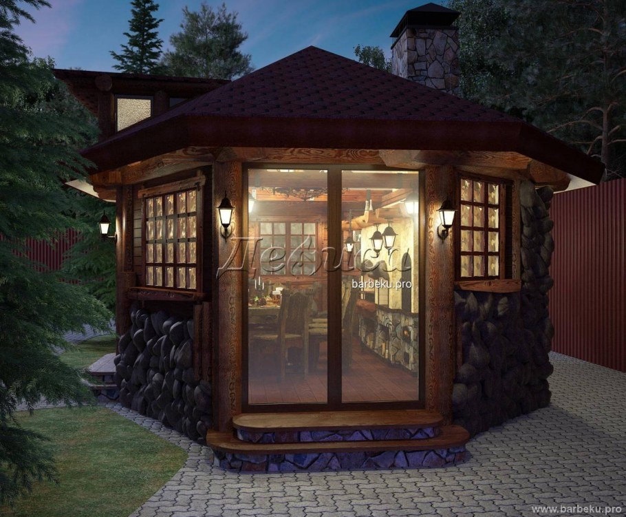 Зимняя беседка с печкой