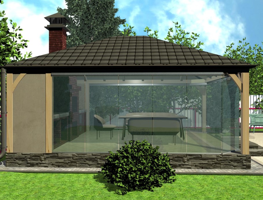 Беседка из дерева односкатная «Грин Вуд»