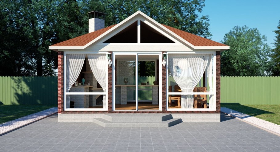 Беседка восьмигранная застекленная