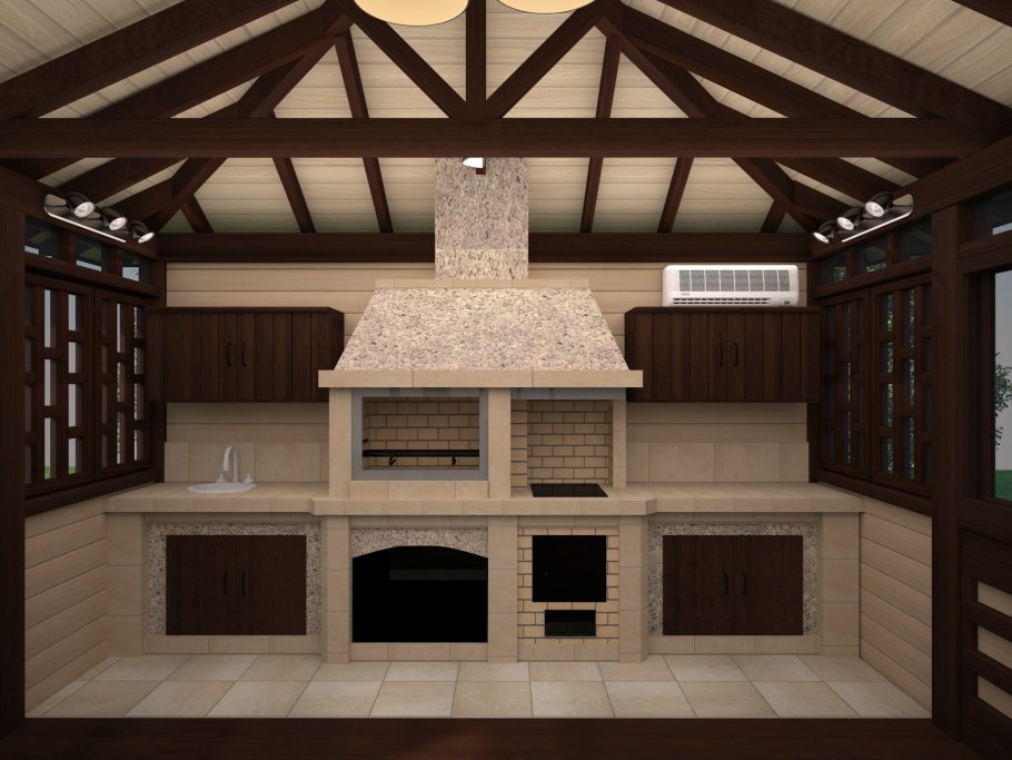 Фазенда террасы беседки барбекю