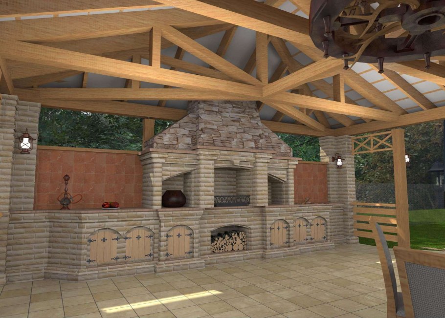 Фазенда террасы беседки барбекю