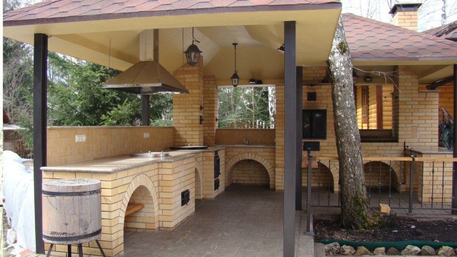 Мангальная зона с тандыром казаном и мангалом