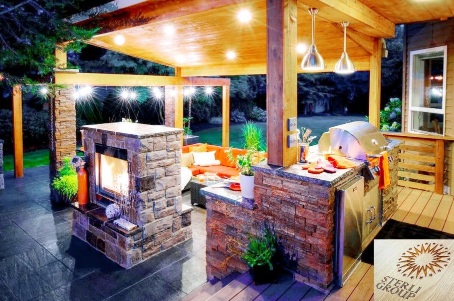 Пергола патио с мангалом