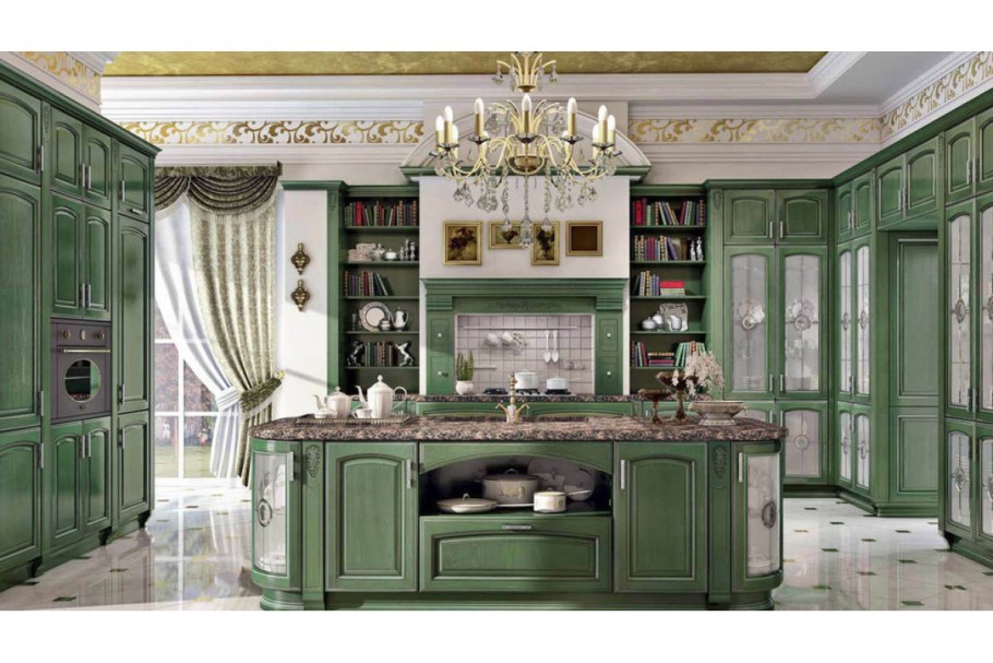 Кухни зеленые в классическом стиле