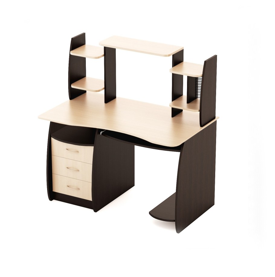 Стол компьютерный СК 3 дуб выбеленный/венге