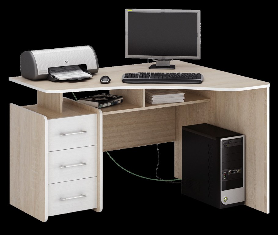 Стол угловой МФ мастер Триан-5 правый белый