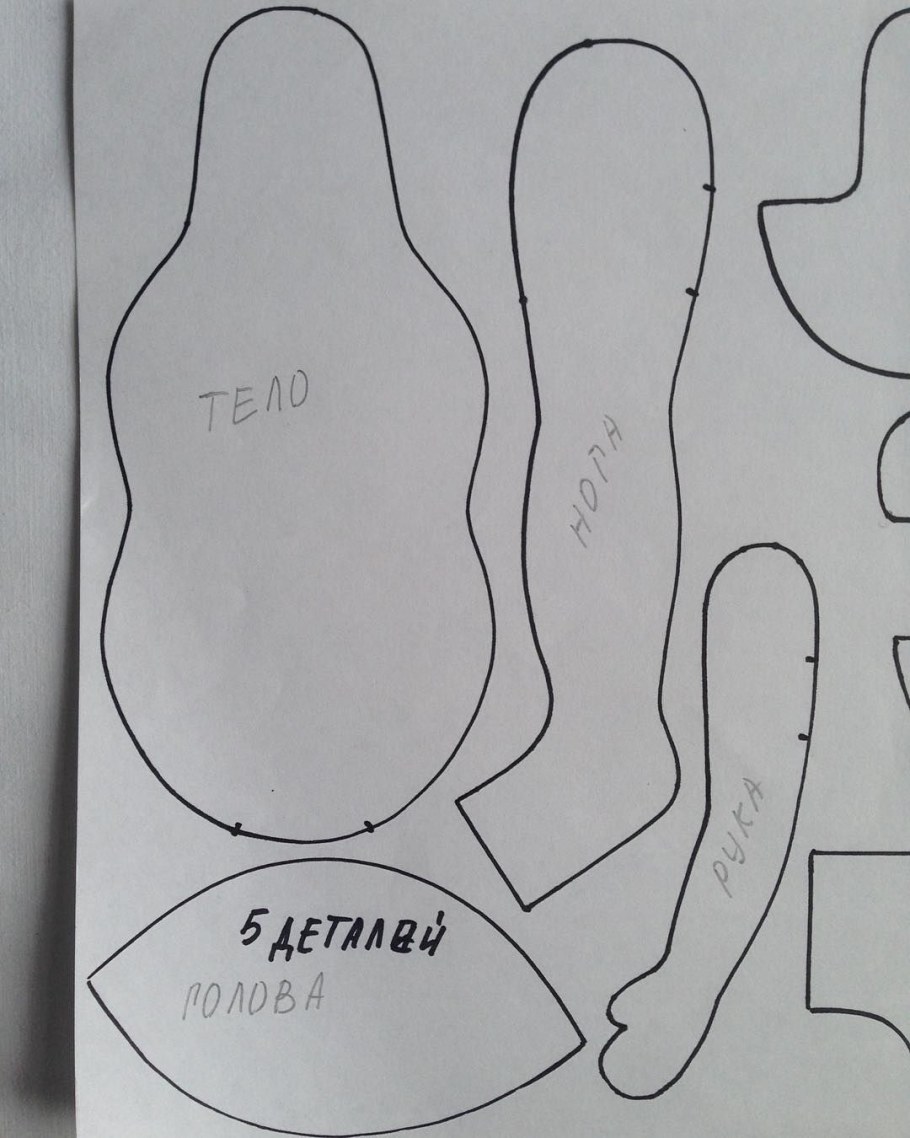 Выкройка текстильной куклы 28 см