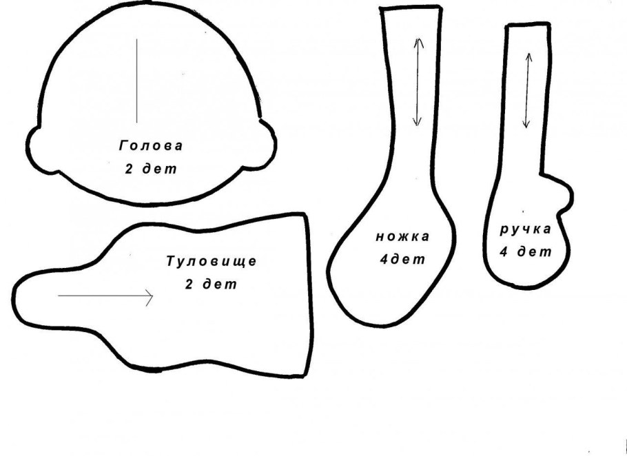 Выкройка текстильной куклы тыквоголовки в натуральную величину