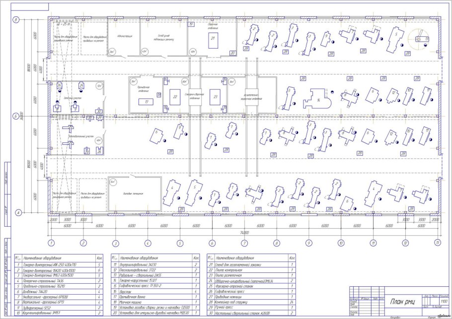 Чертеж цеха вид сбоку
