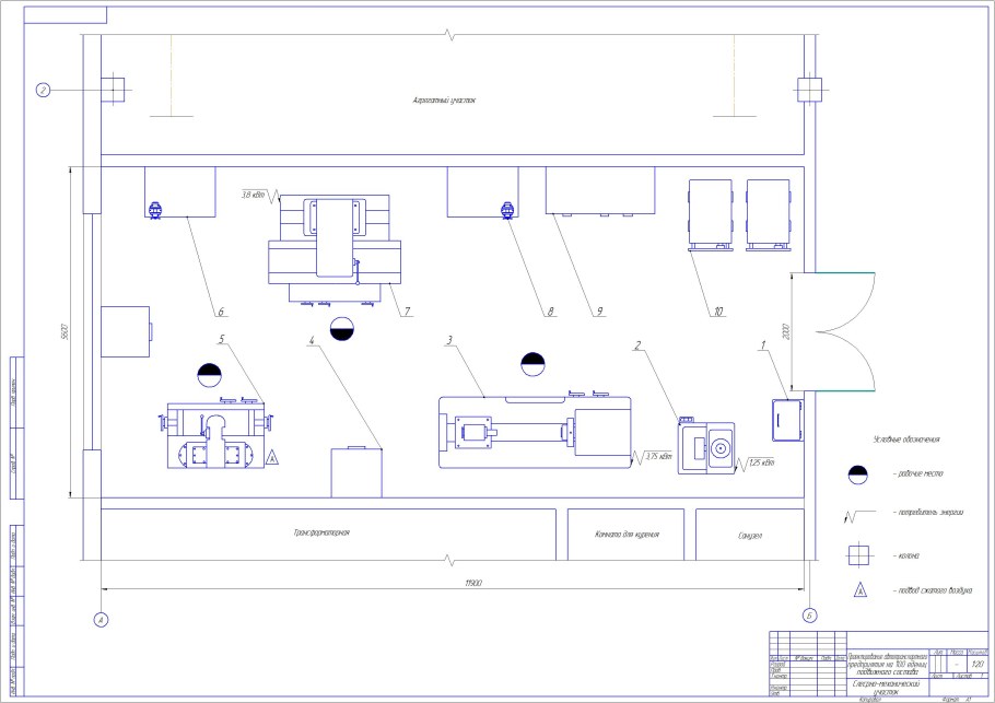 Чертеж слесарно механического участка АТП