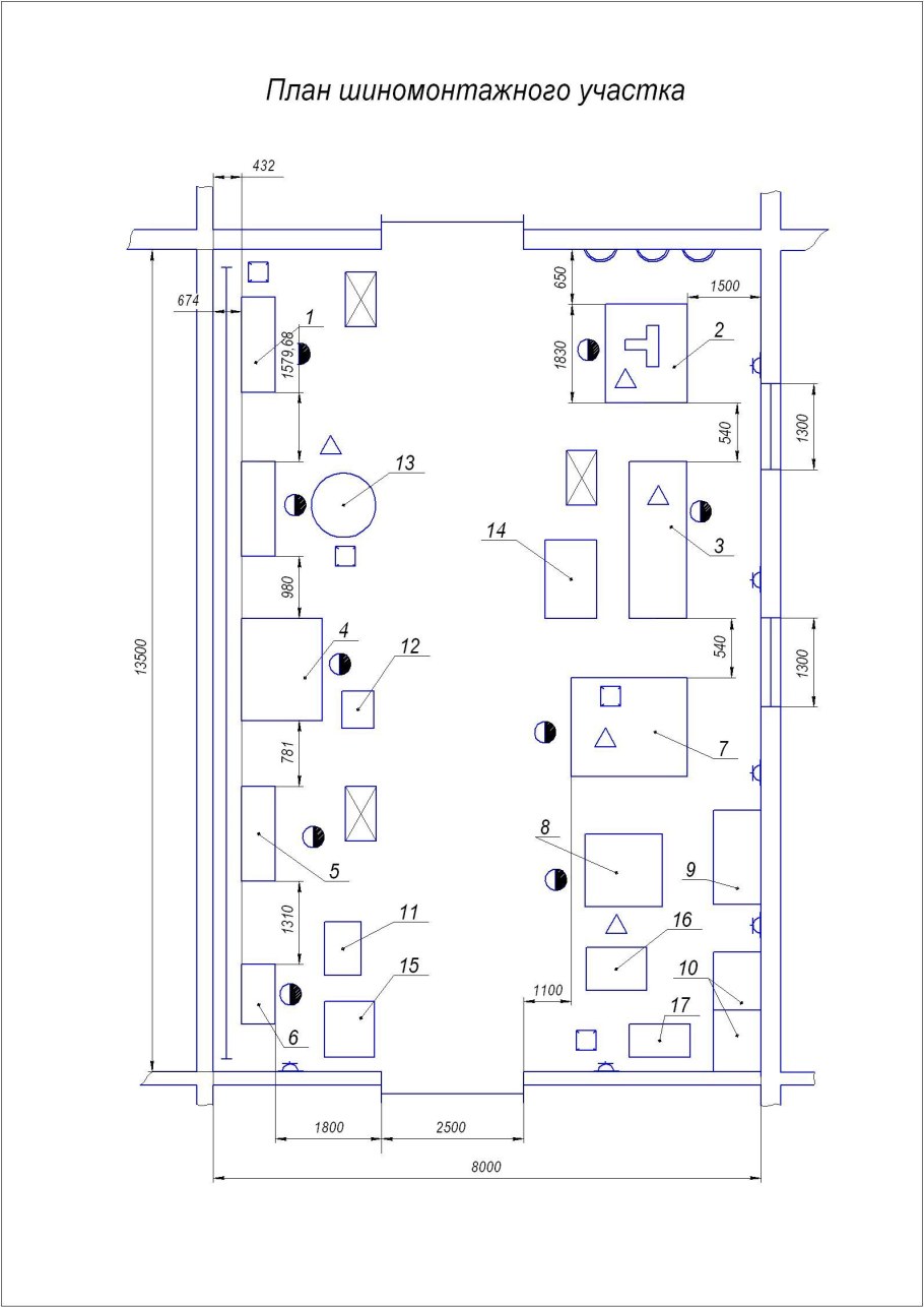 Чертеж малярного участка АТП