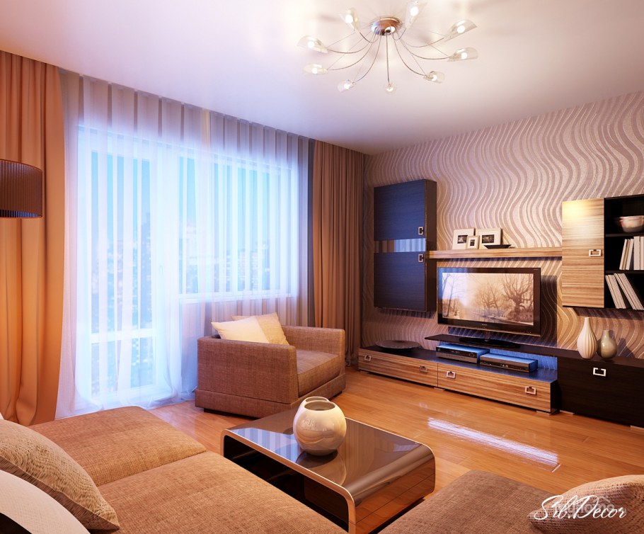 Интерьер гостиной в обычной квартире