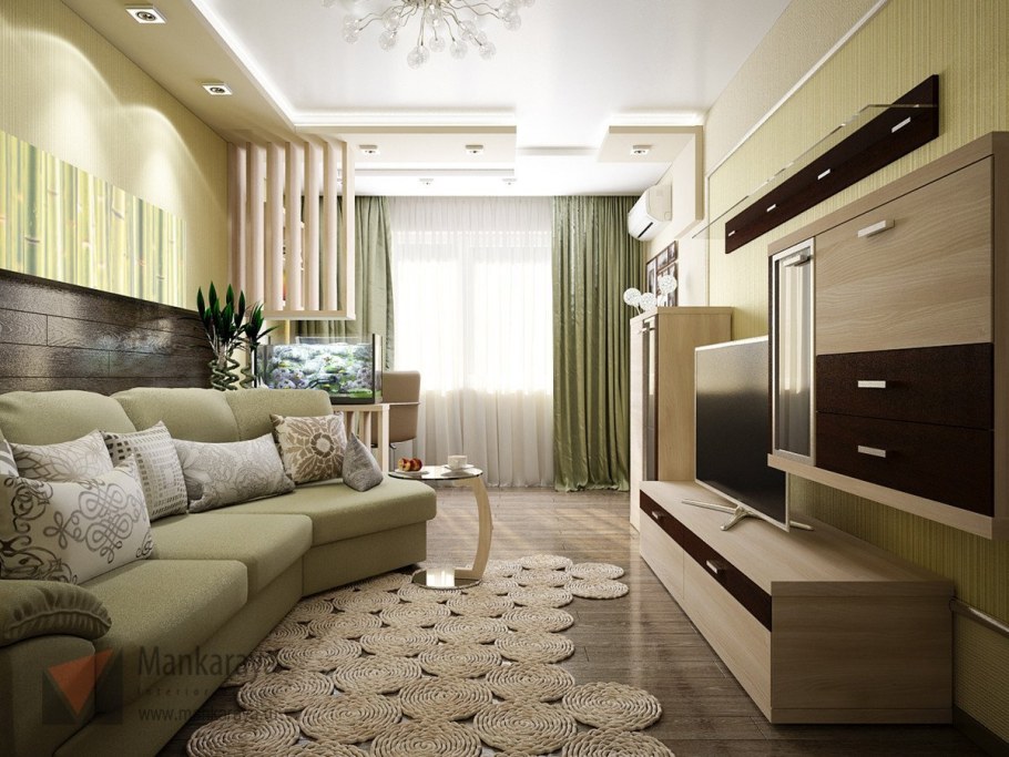 Интерьер зала в двухкомнатной квартире