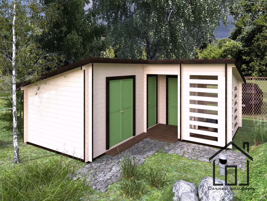 Угловой хозблок с душем и туалетом